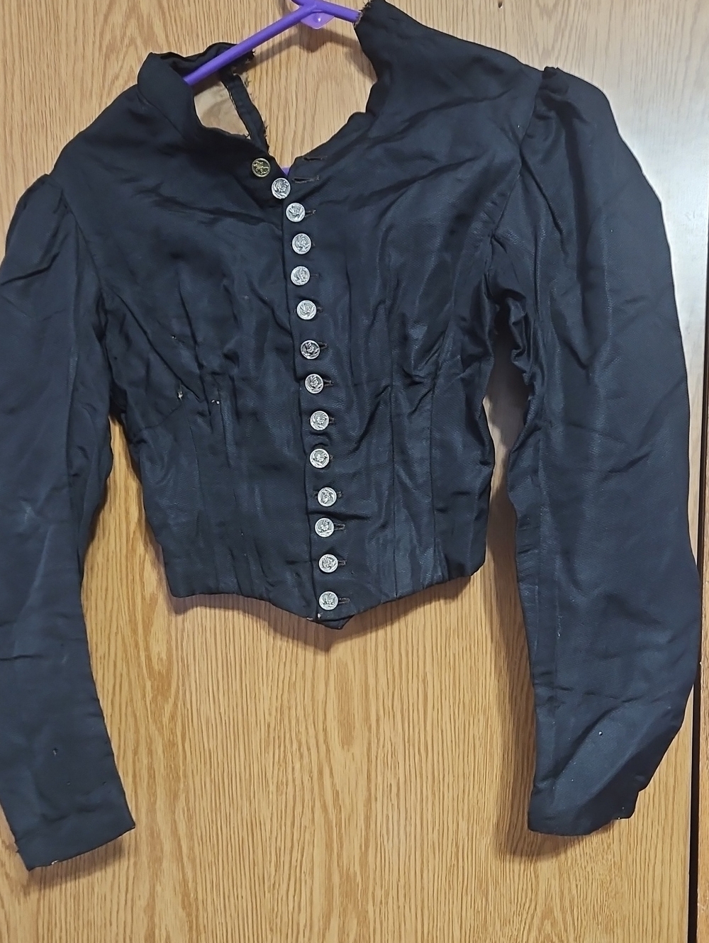 Black Women's Button-Front Vintage-Style Jacket